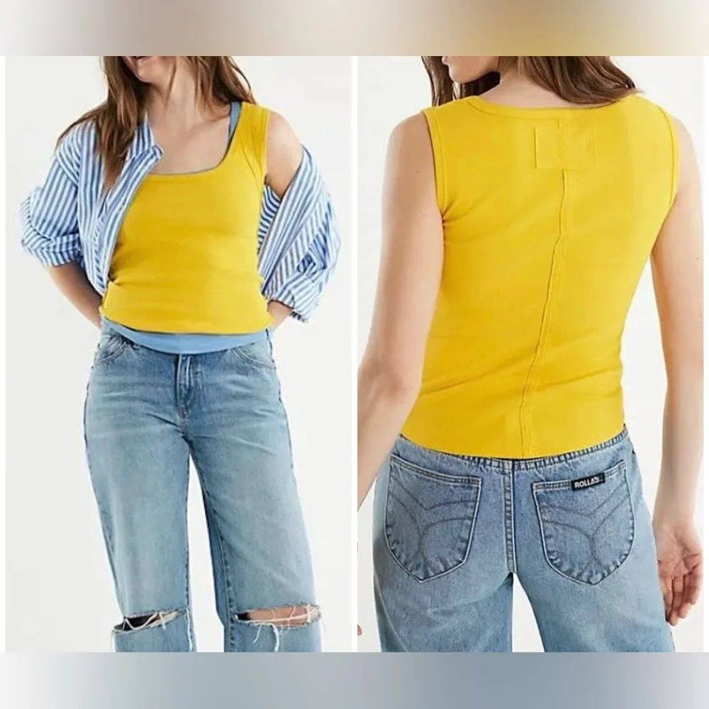 NWT Free People We The Free Hummingbird Tank - Solar Flare Yellow - Large